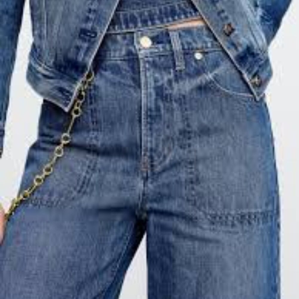 NWT: Gap × Cult Gaia High Rise Wide Leg Chain Jeans - Picture 5 of 9